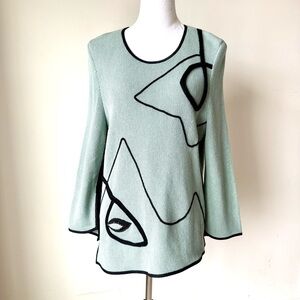 Vintage JASKAR Abstract Lightweight Contrasting Ribbon Sweater—SZ. XL